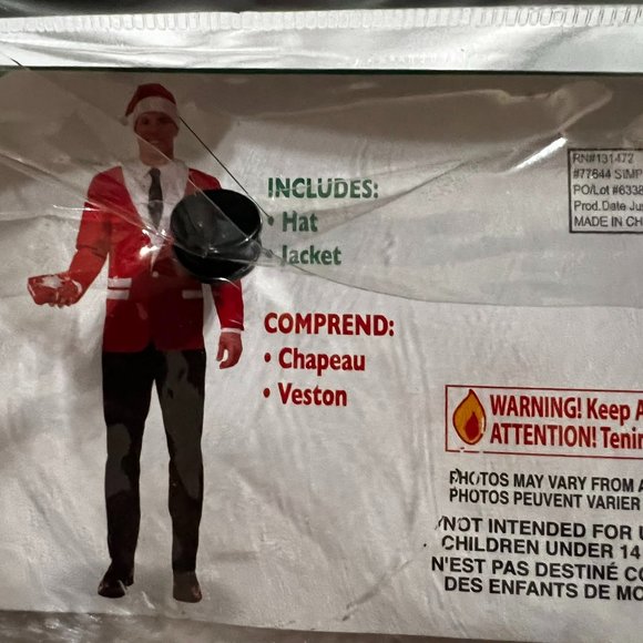 Simply Santa Suited Jacket & Hat Adult Costume One Size fits most up to Size 42 - Picture 9 of 11